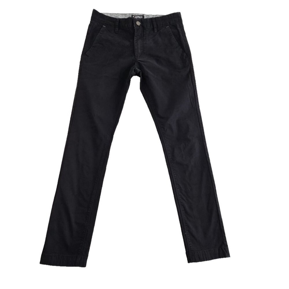 Perruzo Premium‎ Chino Pants Men's 31x30 Black Flat Front Cotton Slim Fit EUC
